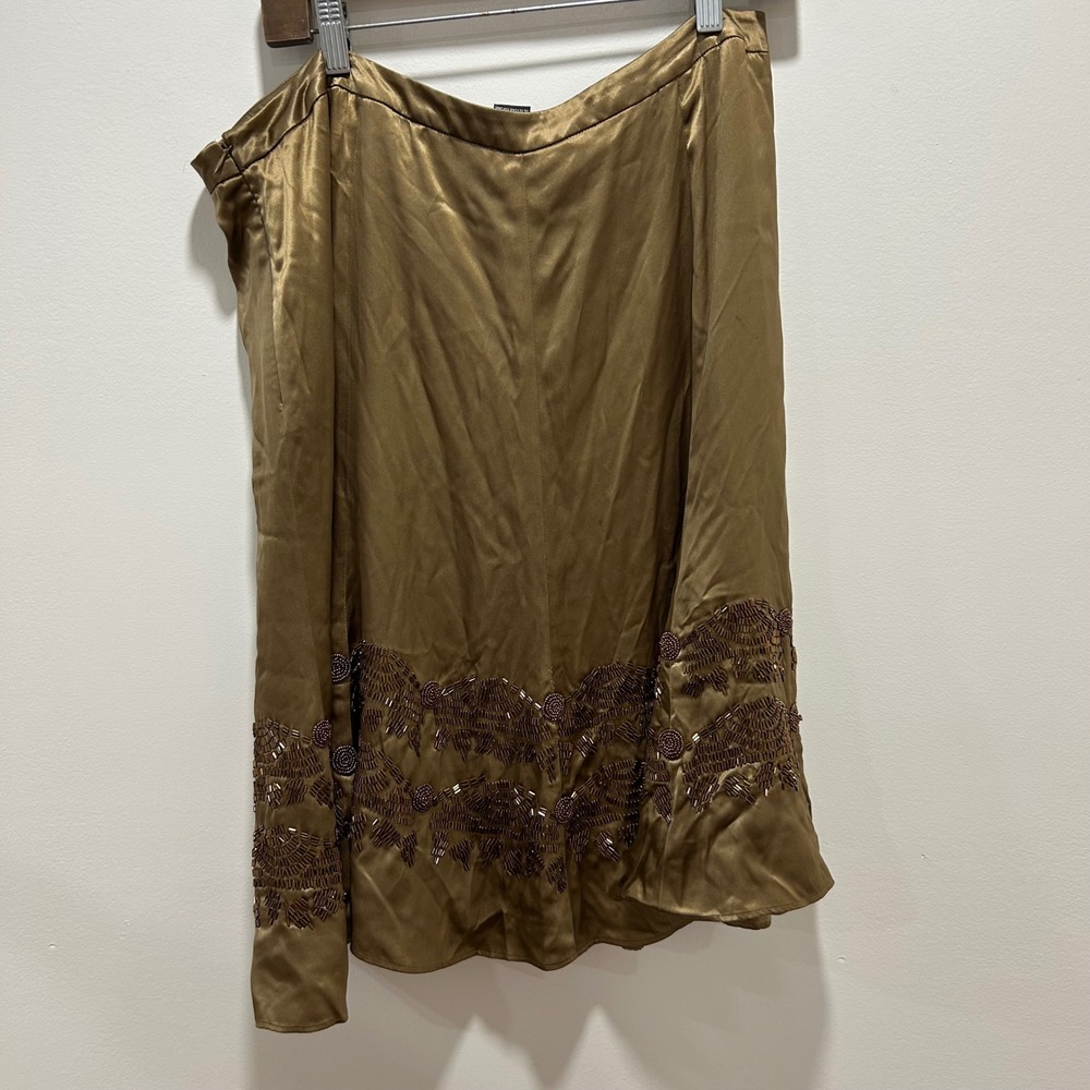 Womens Etcetera bronze‎ beaded silk skirt size 16